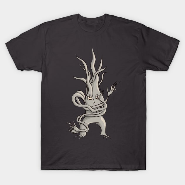 Spooky Tree Creature With Tangled Branches T-Shirt by Boriana Giormova